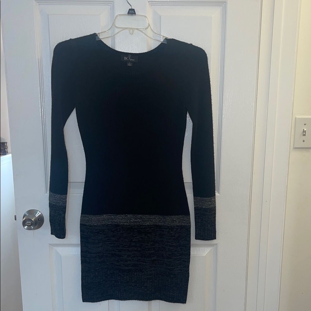 BCX Black and Gray Long Sleeve Dress